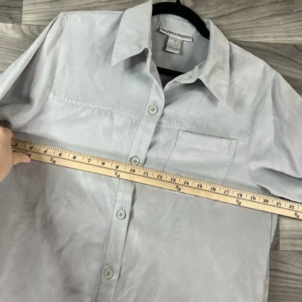 Drapers & Damons Womens Button Up Shirt Gray Long Sleeve Pockets‎ Boyfriend M